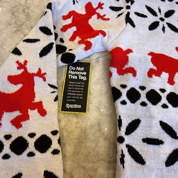 Tipsy Elves Red & White Fair Isle Sweater Dress - Size Medium - NWT - Picture 7 of 9